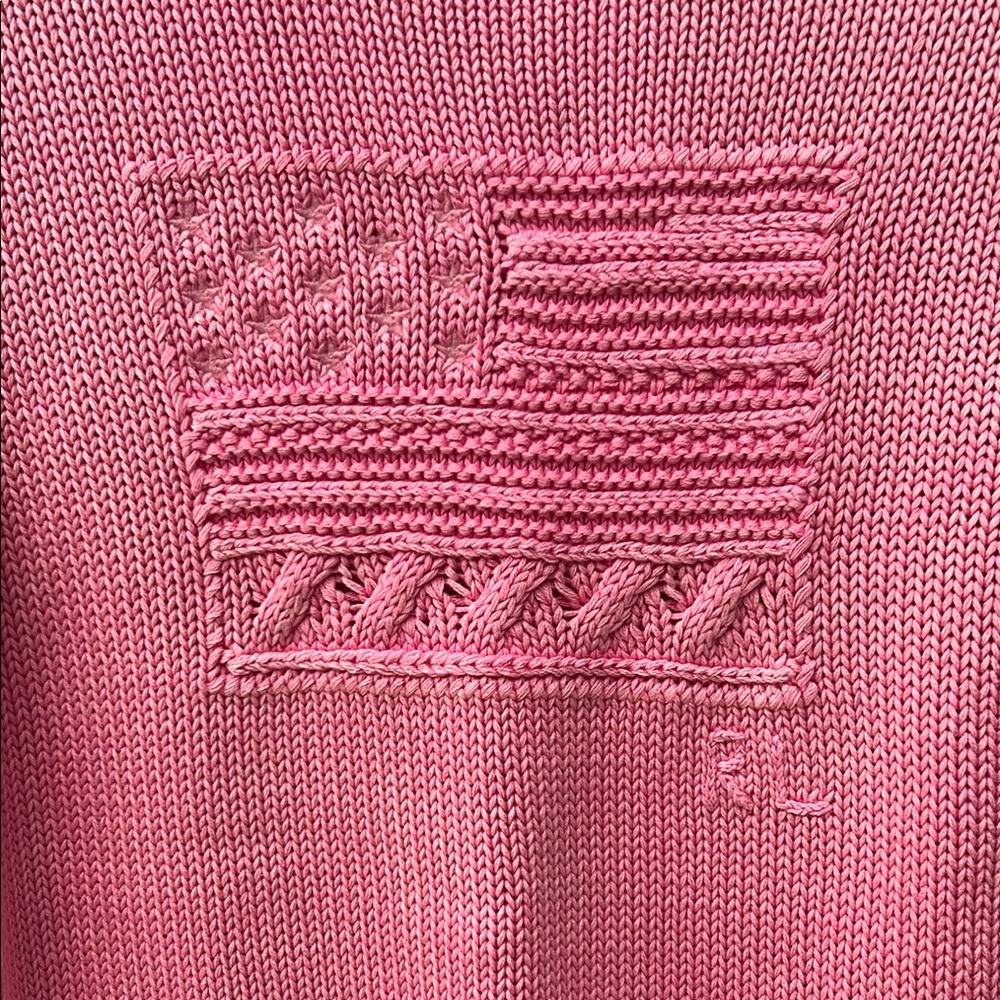 RALPH LAUREN Heritage American Flag 100% Cotton Chunky Knit Spell Sweater Pink - Picture 4 of 16